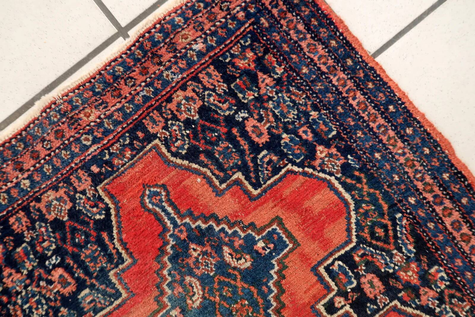 Tapis persan Senneh antique des années 1920 57 cm x 96 cm - 1C1248
