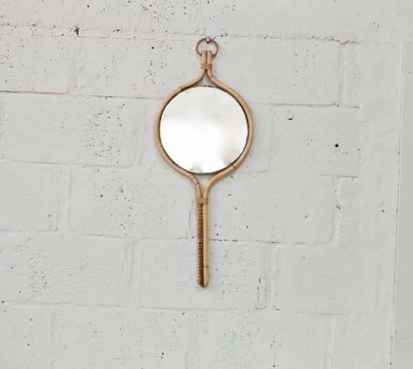 Miroir en rotin dans le goût de Louis Sognot, France, 1950