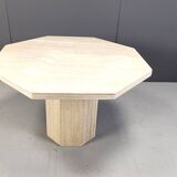 Octogonal italian travertine dining table 1970s