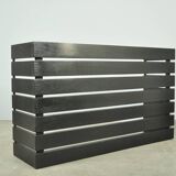 Vintage handmade wide SLATTED bench / side table, Netherlands 1970s