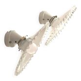 Pair of bistro wall sconces in scalloped opaline glass and Art Deco porcelain