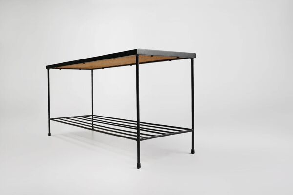 Table basse en mosaïque du milieu du siècle avec structure en métal, France