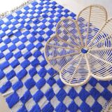 Moroccan blue checkered rug - 289 x 225 cm