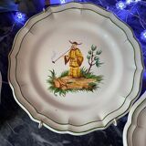 Set of 3 decorative earthenware plates stamped "Gien"
