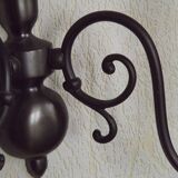 French Vintage Silver Metal 5 Light Flemish Chandelier Red Drips 5181