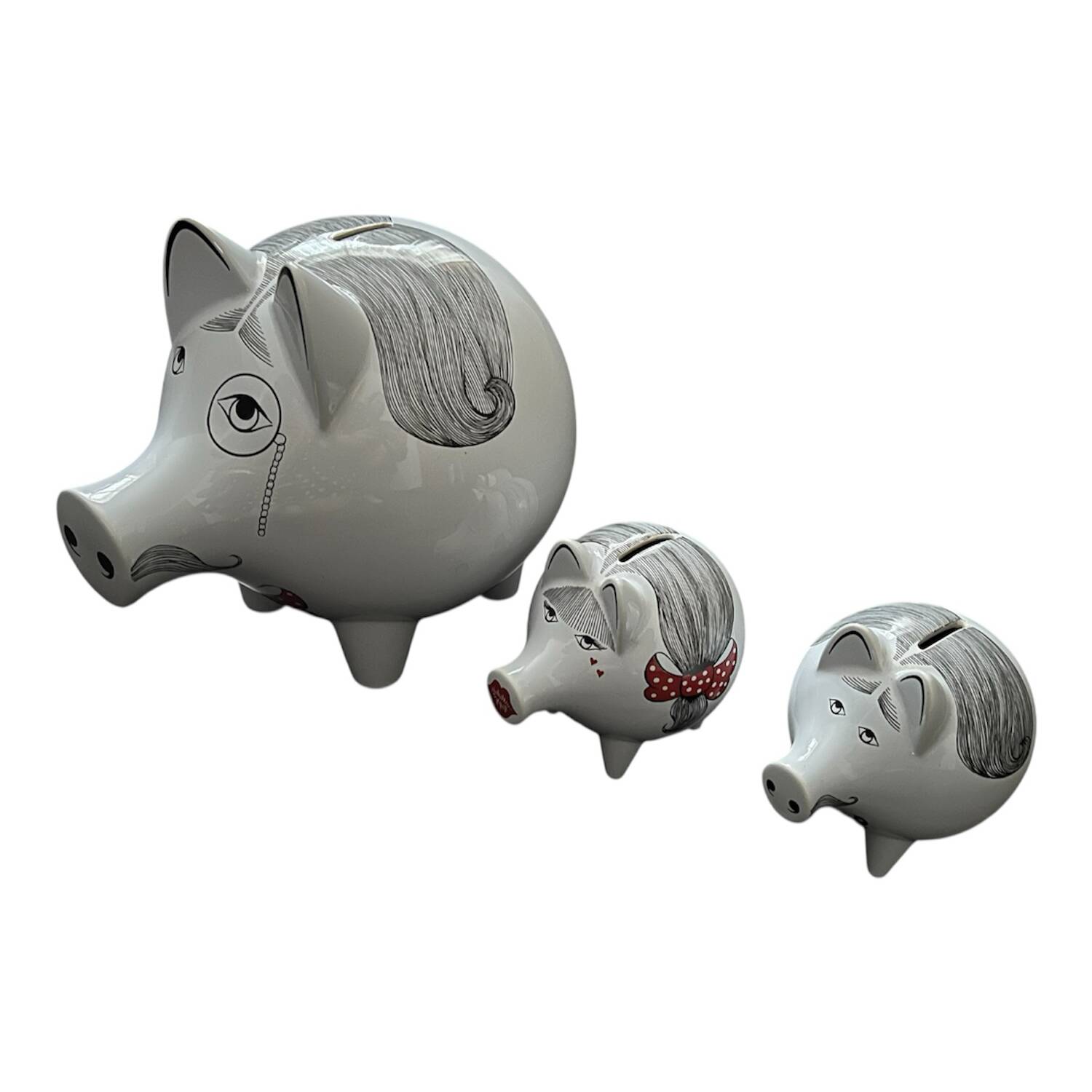 Set of 3 Vintage porcelain Spar bank Piggy Waechtersbach