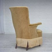 1950s, Danish armchair, furniture velour, ash wood legs.