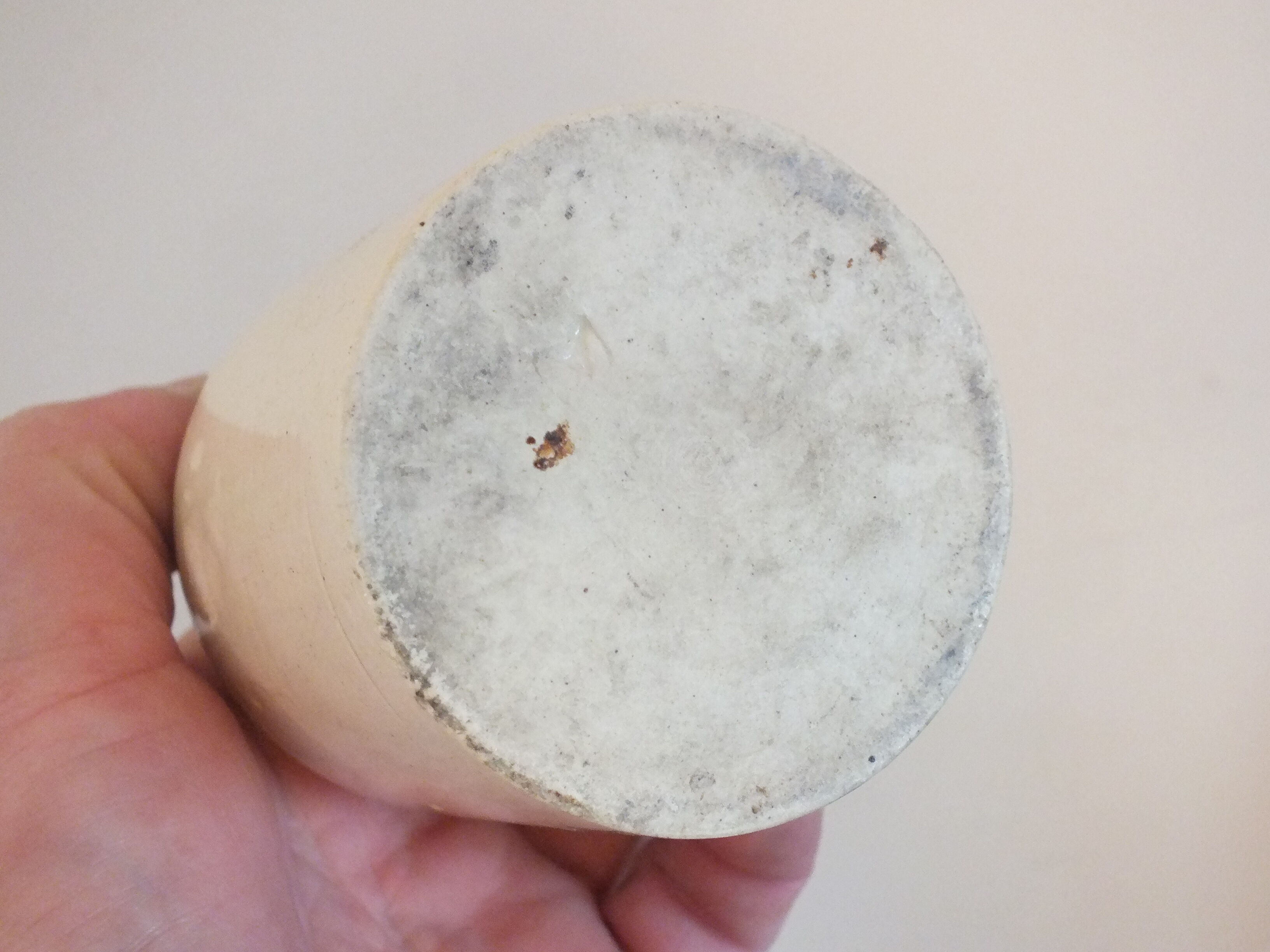 Old creamy white ceramic mustard pot