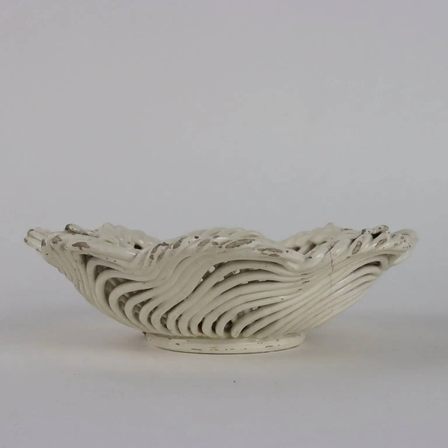 Antique ceramic basket, Veneto, 19th century