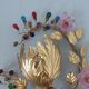 Wall light flower Hans Kogl in gold metal and pearls 70s