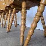 Set of 6 Vintage Tyrolean Heart Cutout Wooden Dining Chairs, Farmhouse