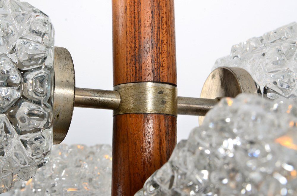 Temde chandelier with frosted glass elements, 1960s