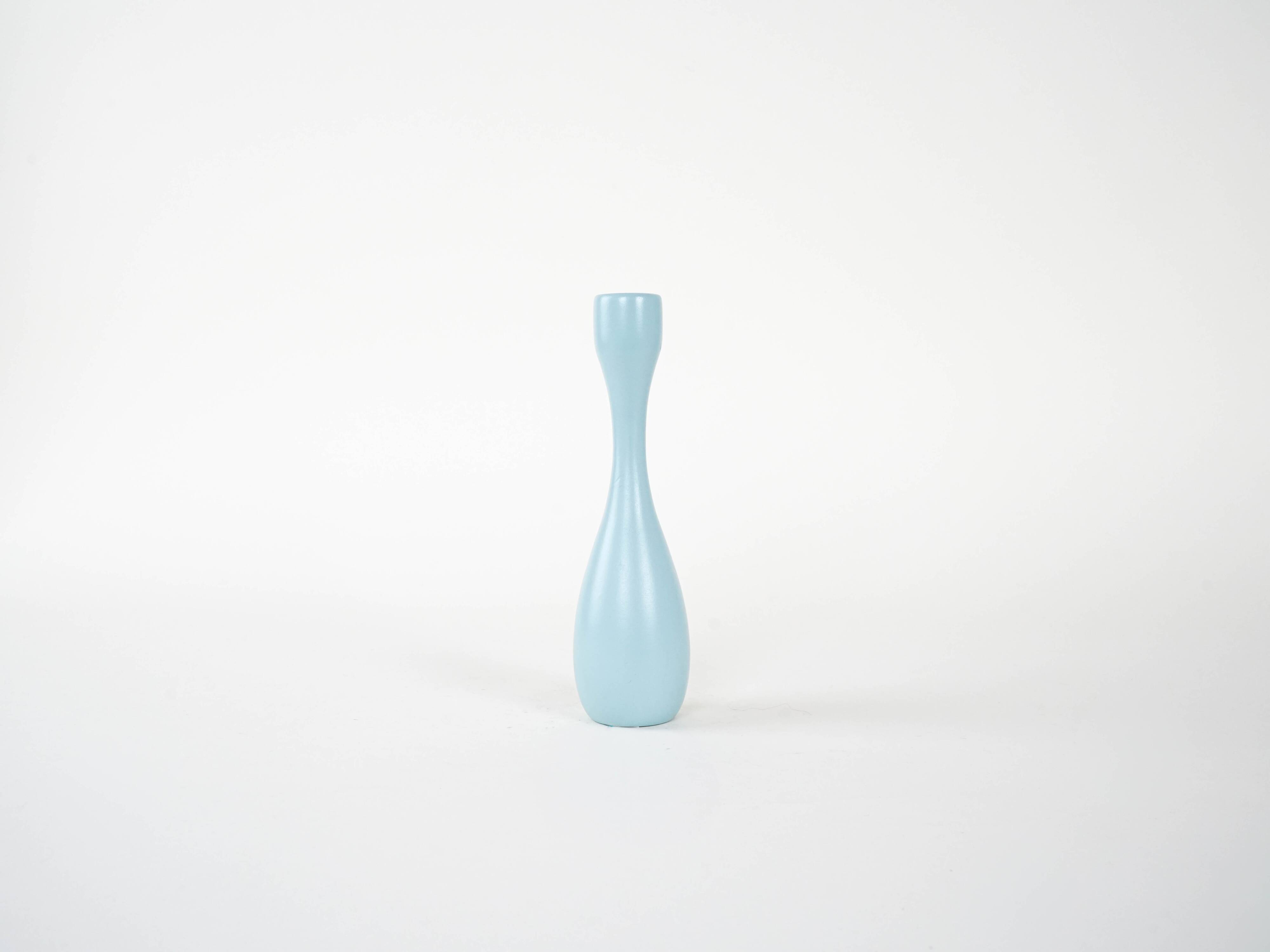 Bougeoir bleu pastel, design danois, années 1970, fabriqué au Danemark