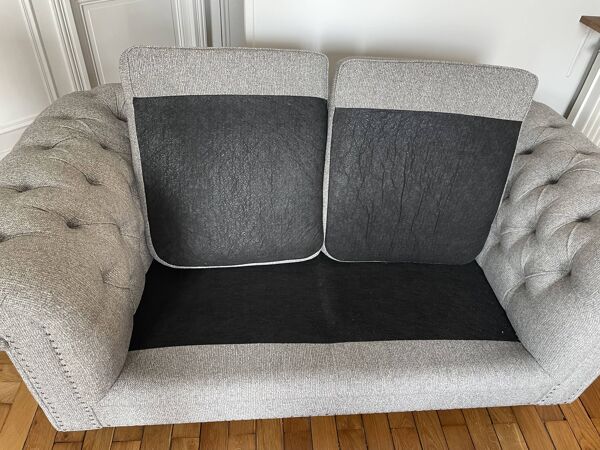 Canapé chesterfield tissu sneak Maison Saulaie - 2 places