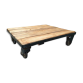 Industrial coffee table on wheels