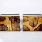 Pair of brass cabinets oxidized 1970