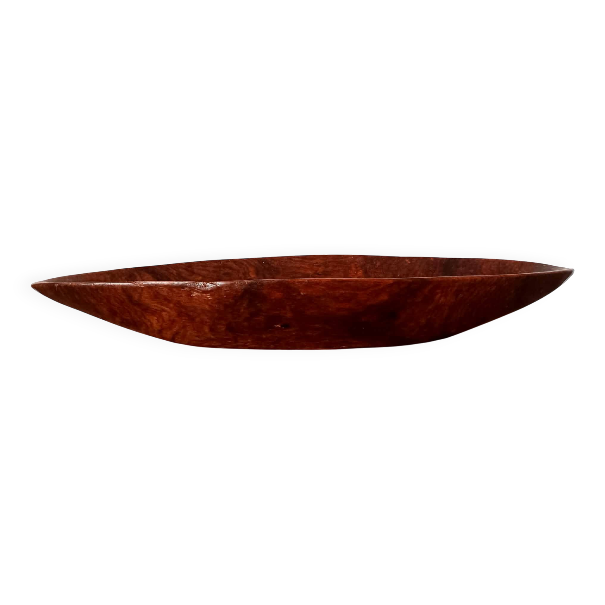 Oblong wooden brutalist bowl