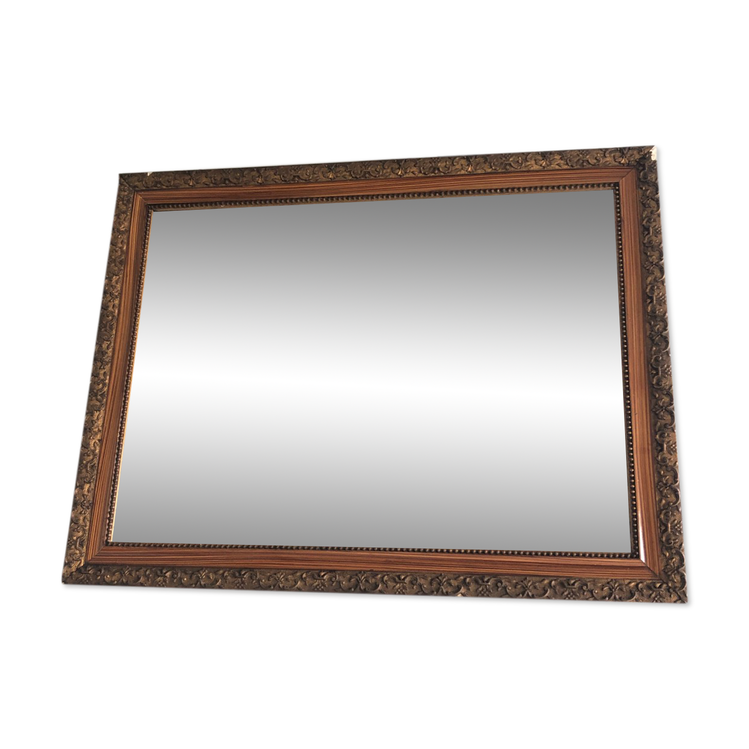 Miroir ancien encadrement bois et moulures en plâtre