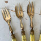 Brass and bakelite dessert cutlery