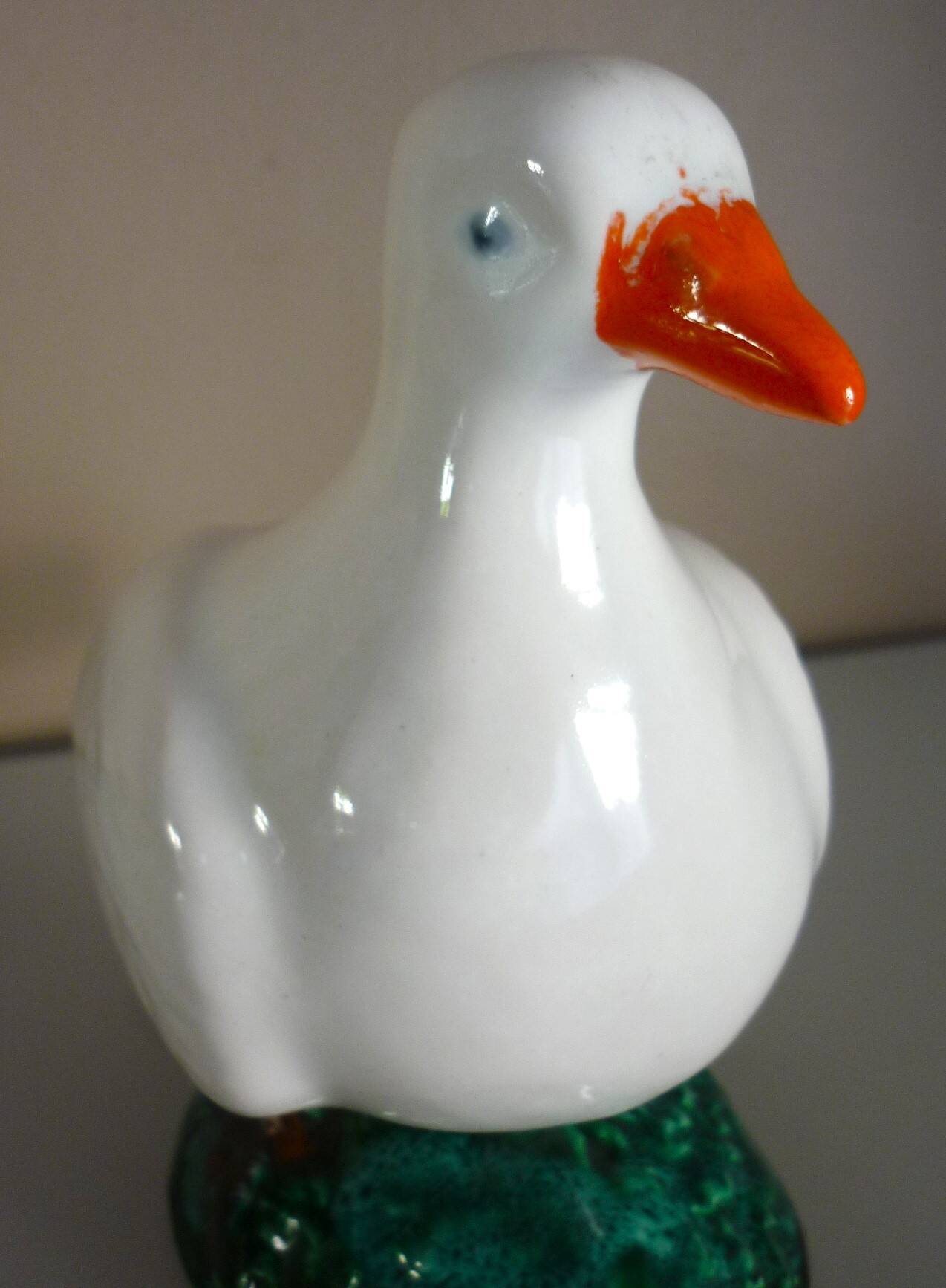 Glazed ceramic bird, signed Vallauris with bright colors