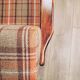Scandinavian armchair in natural wool, orange, checked, 1965, Z. Baczyk
