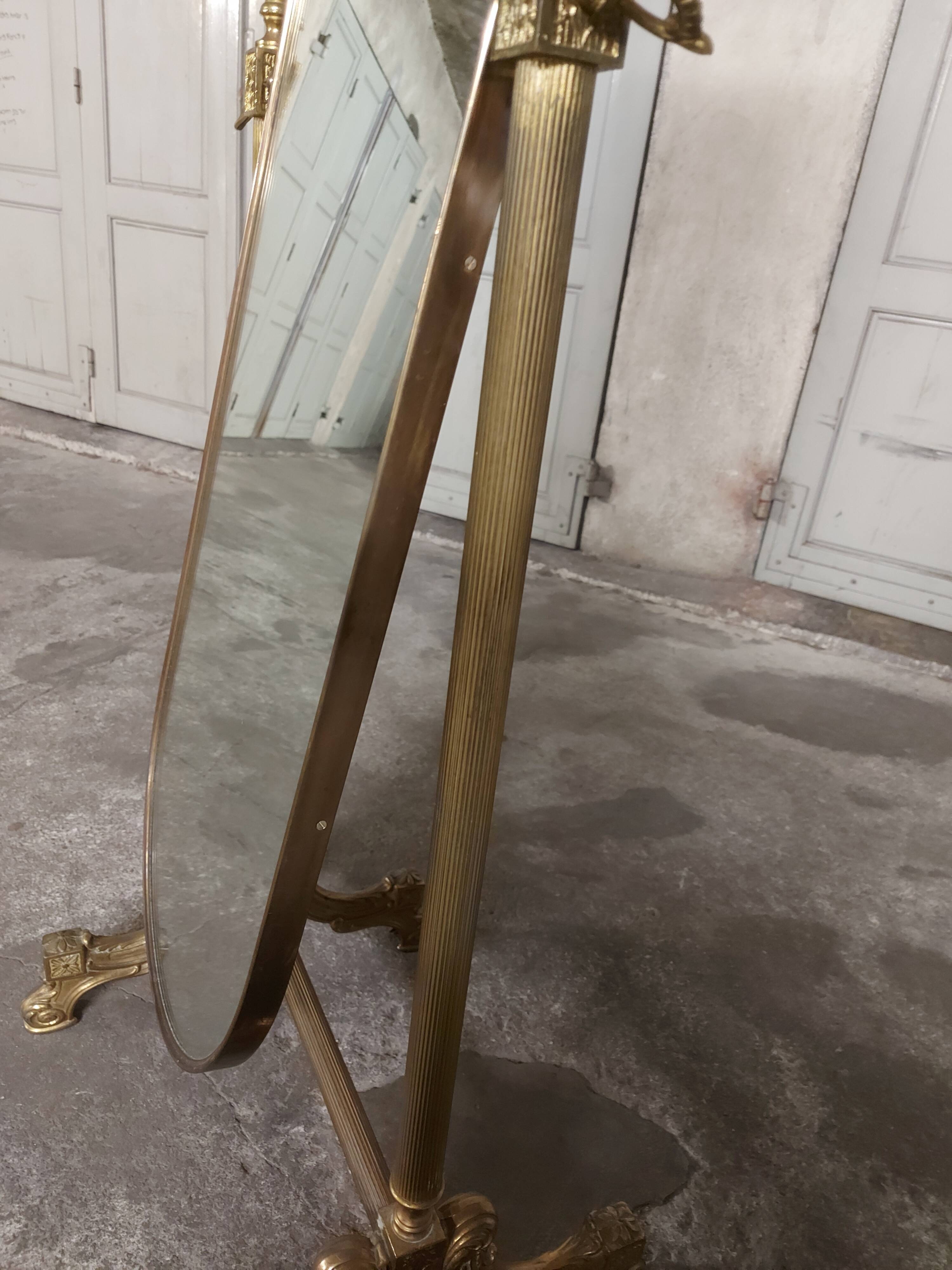 Psyche mirror in vintage gilded bronze