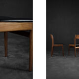 Vintage Mid-Century Modern Scandinavian Teak & Vinyl Dining Chairs, 1960s, Set of 4