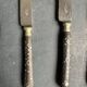 Set of 5 antique table knives in inlaid ebony, circa 1900.