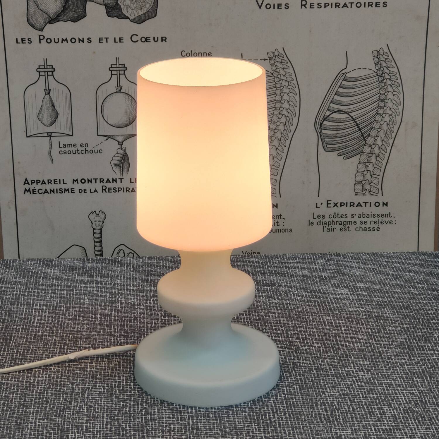 Ivan Jakes satin white opaline table lamp 1960