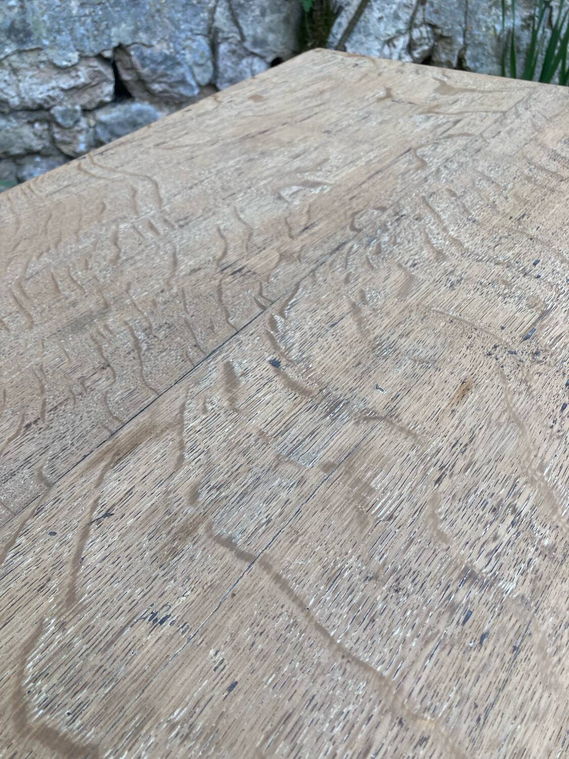 Table basse ancienne en chêne massif
