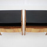 1960s pair of restored bedside tables, czechoslovakia