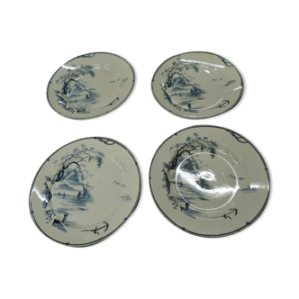 Set of four plates, Gien, fin XIxème