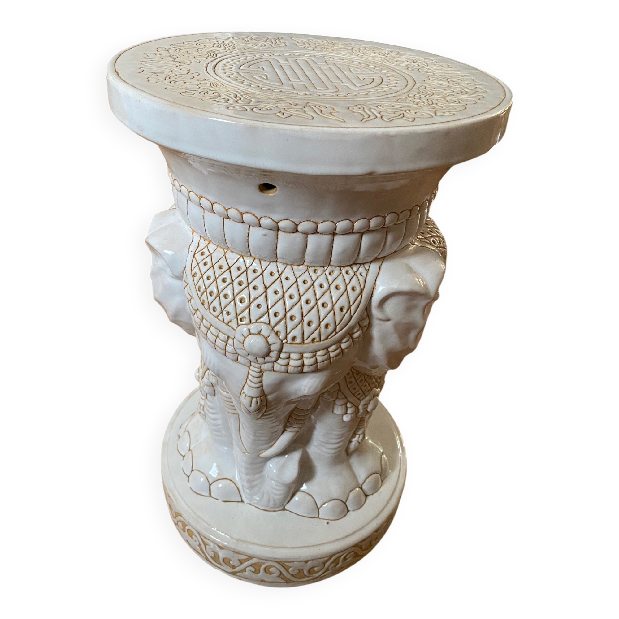 White Elephant Ceramic Stool
