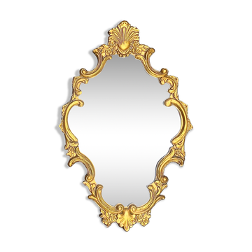 Miroir mural doré – Style Hollywood Regency inspiré Louis XV - H70 cm
