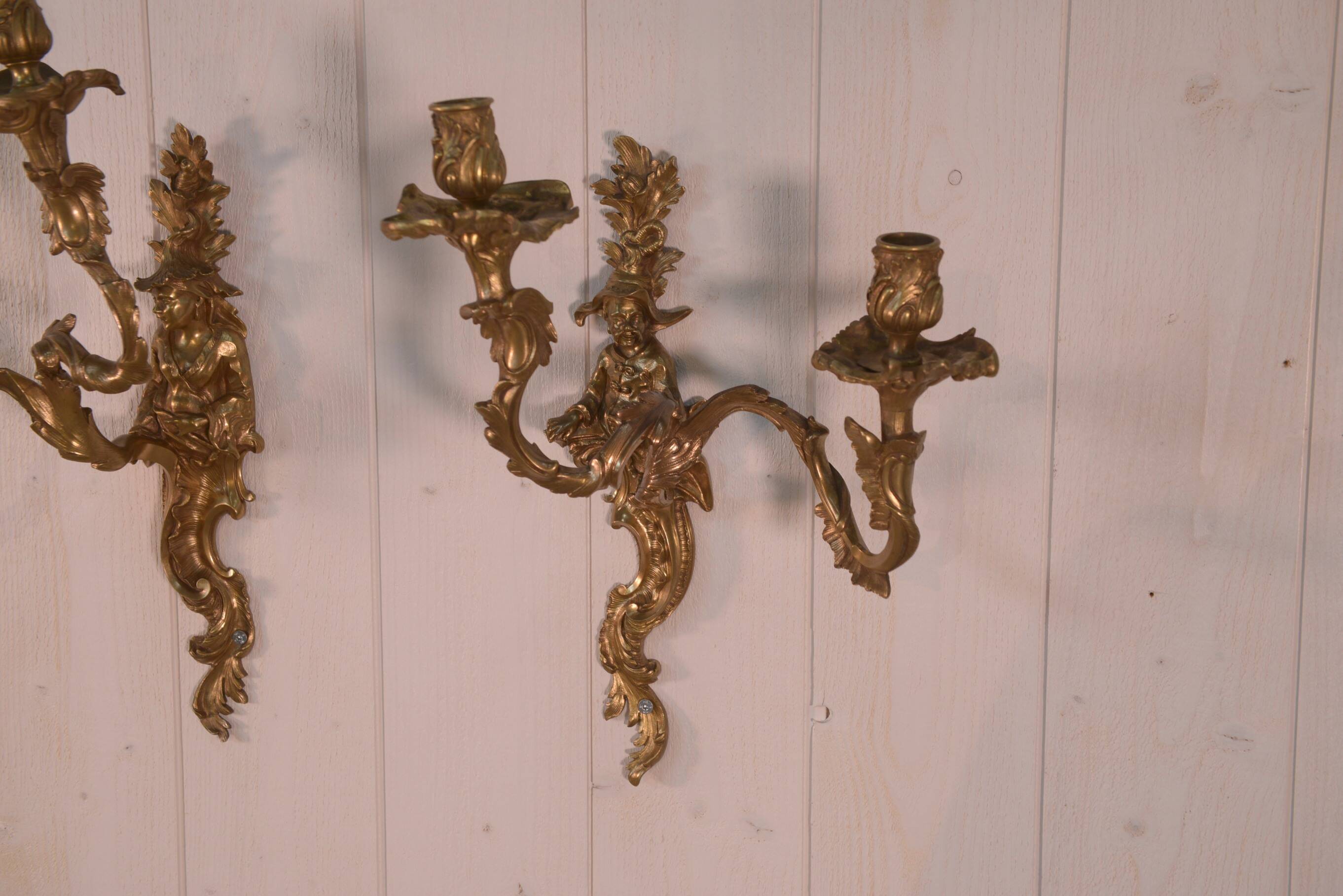 Pair of bronze sconces, mid-18th century