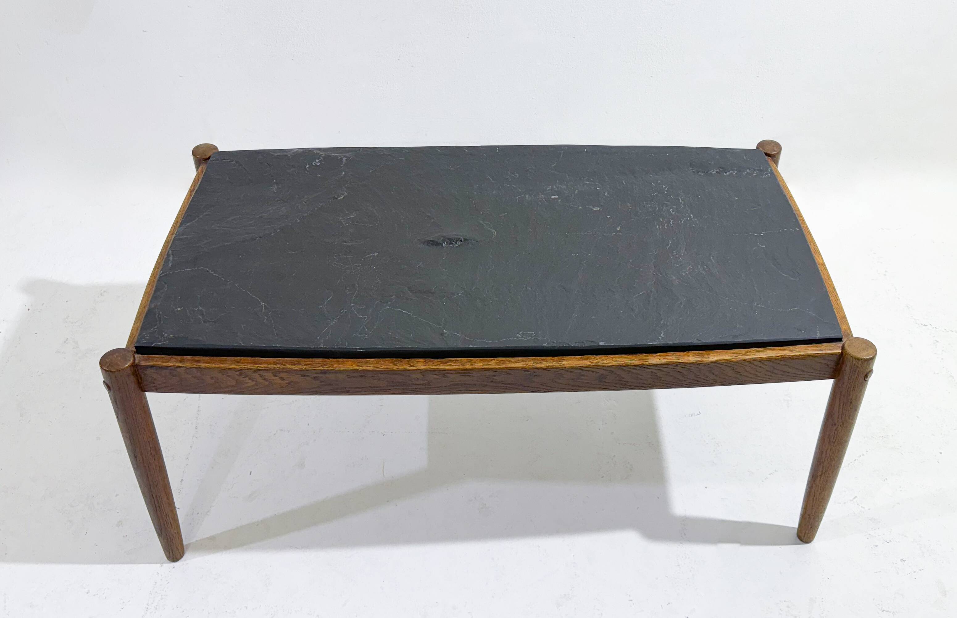 Mid-Century Modern Coffee Table, Oak and Shale
