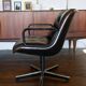 Leather armchair black by Charles Pollock for Knoll International