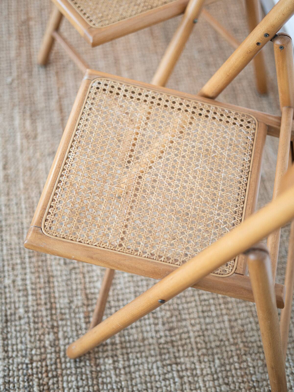 Pair of cane and beech chairs