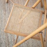 Pair of cane and beech chairs