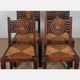 Set of 6 straw-seated solid wood chairs, French craftsmanship, 1940.