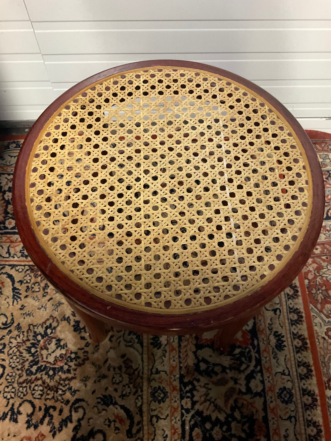 Tabouret bistrot en bois et cannage