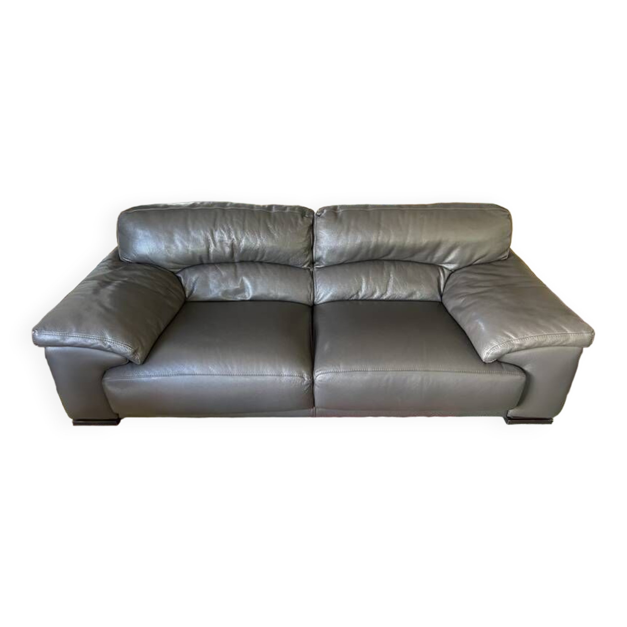 Roche Bobois 220 cm 3-seater leather sofa in very good condition, anthracite grey