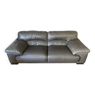 Canapé en cuir roche bobois 220 cm 3 places très bon état, gris anthracite