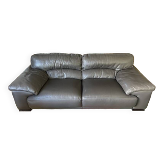 Roche bobois 220 cm 3-seater leather sofa, very good condition, anthracite gray