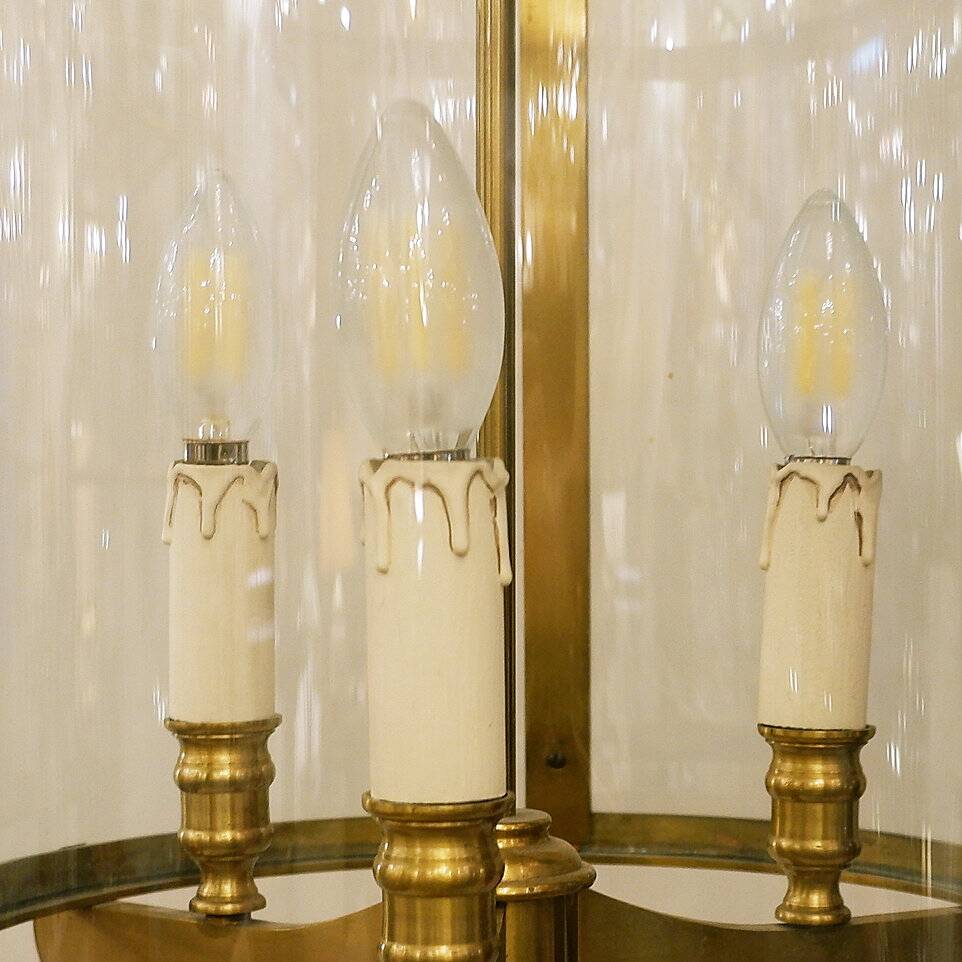 Bronze and Glass Hall lantern with four lights - 20th