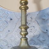 Old brass candle holder XIXth electrification vintage lampshade