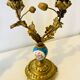 19th century candle holders in gilded bronze and porcelain