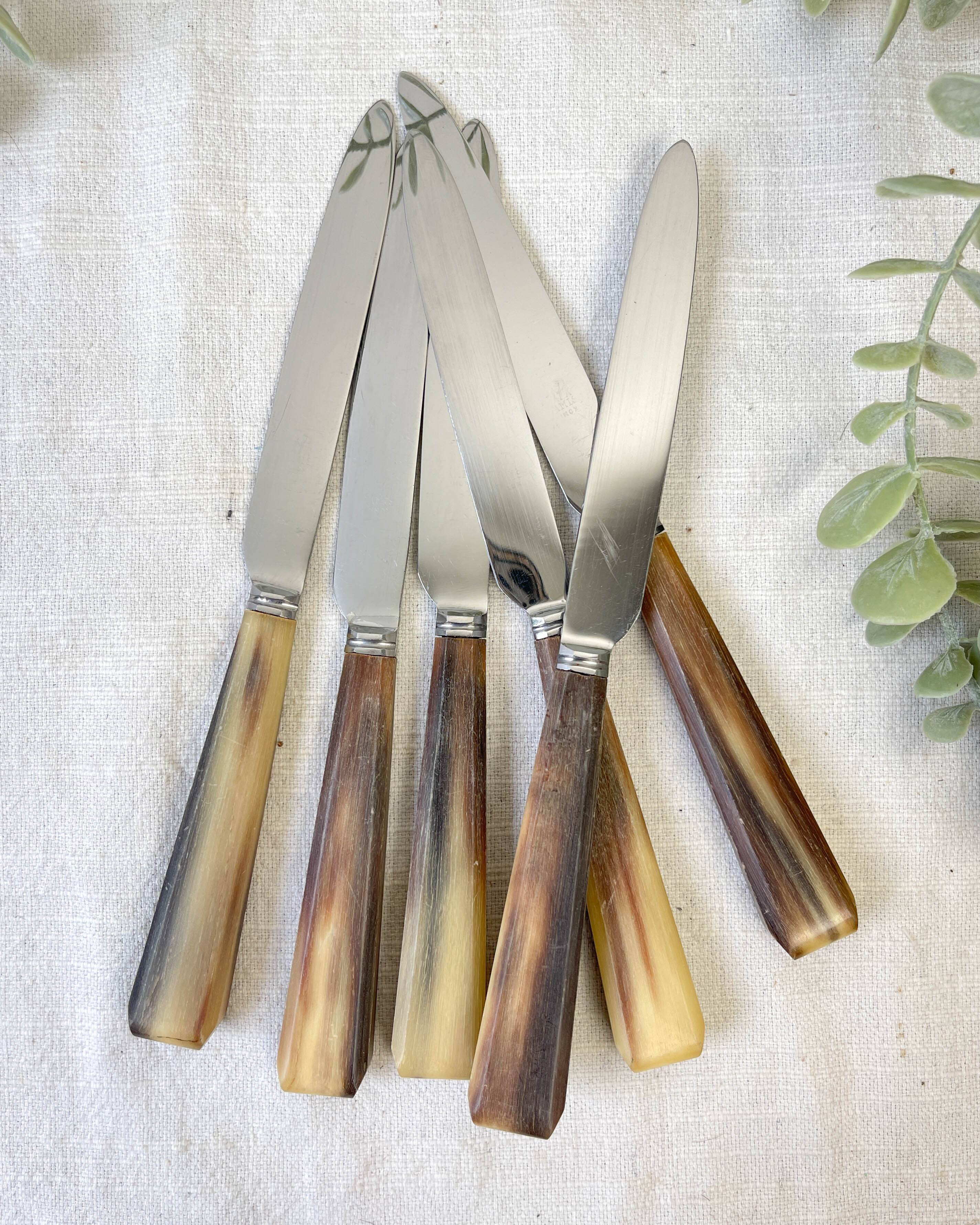 6 Vintage Horn Dessert Knives
