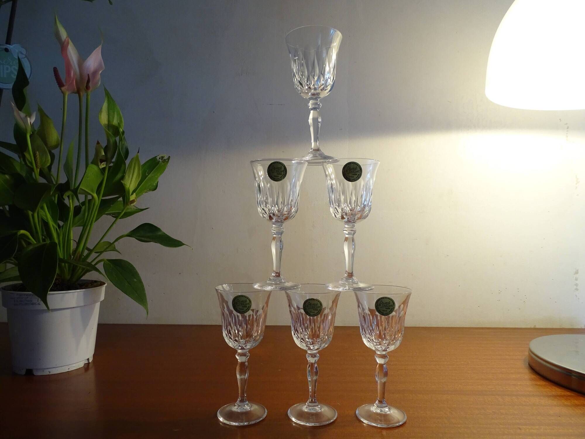 6 glasses white wine Cristal d'Arques JG Durand Villiers 7 cl size Beaulieu