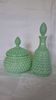 Mid-Century Mint Green Hobnail Vanity Set – Decanter Bottle & Covered Dish